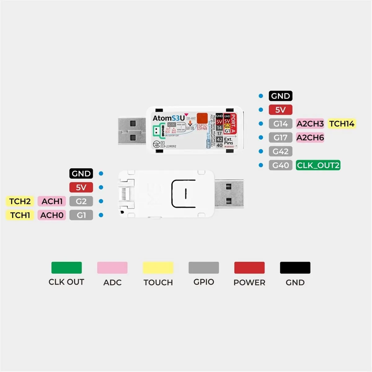AtomS3U ESP32S3 Development Board ESP32-S3 IoT Multifunctional USB Type-A Development Board