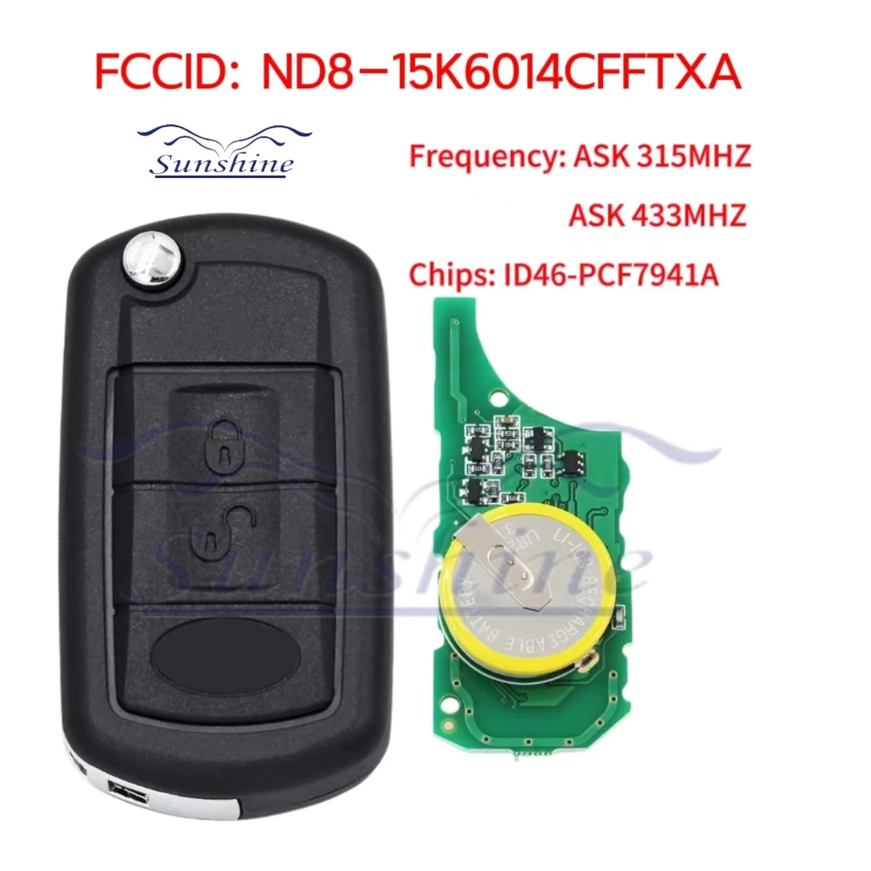 

Sunshine car key Rechargeable 315Mhz /433MHz ID46PCF7941chip Remote Control Car Key Fob For Range Rover Sport Land Discovery 3