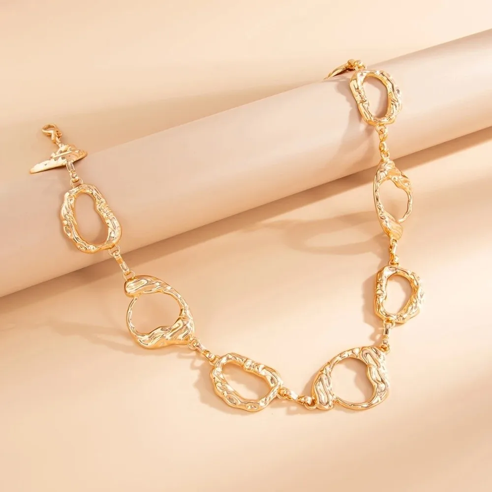 فاسق الهيب هوب الجوف التدريجي الخصر سلسلة المرأة بيكيني حزام غير النظامية Y2k أحزمة وسط معدنية مجوهرات اكسسوارات