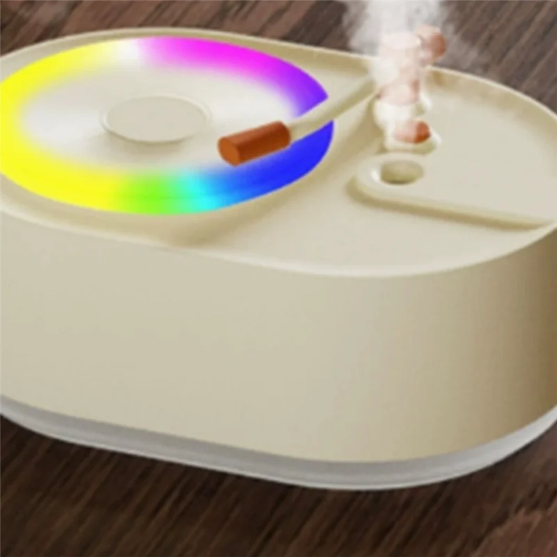N88R Mini USB Portable Retro Record Player Cool Mist Air Humidifier Essential Oil Aroma Diffuser With Led