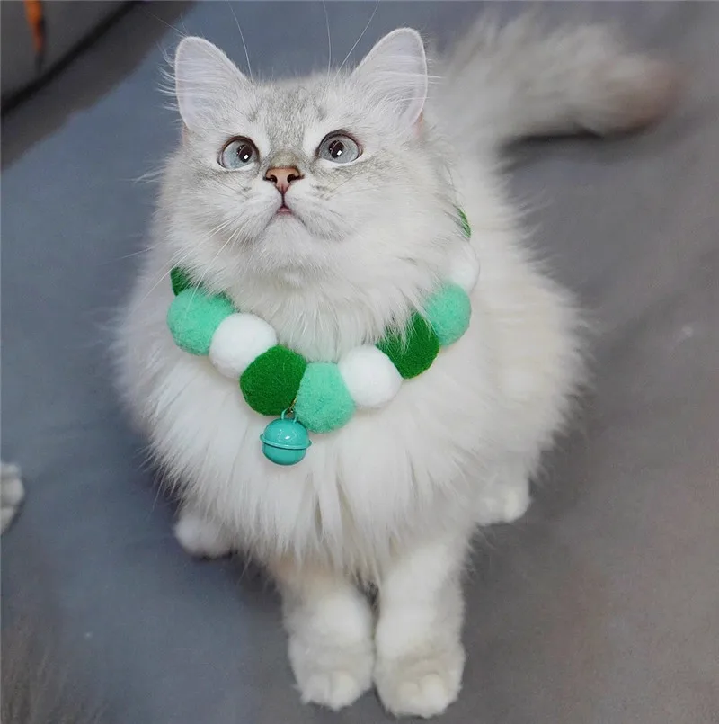 Navidad mascota Cosplay gato Color bola Collar perro pelo bola Collar cadena Chai perro Koki cuello anillo Red rojo joyería para mascotas dopamina