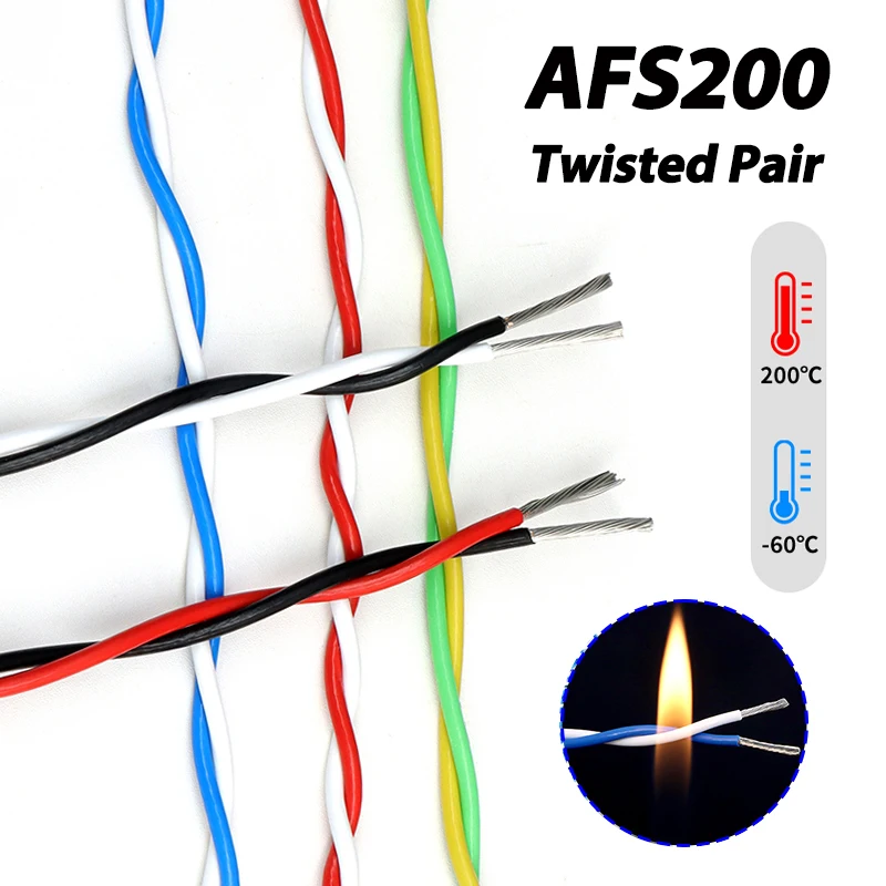 

2/10/50M PTFE Copper Wire 26 - 13AWG FEP Insulated High Temperature Resistant Twisted Pair 2pins Electronic Signal Copper Cable