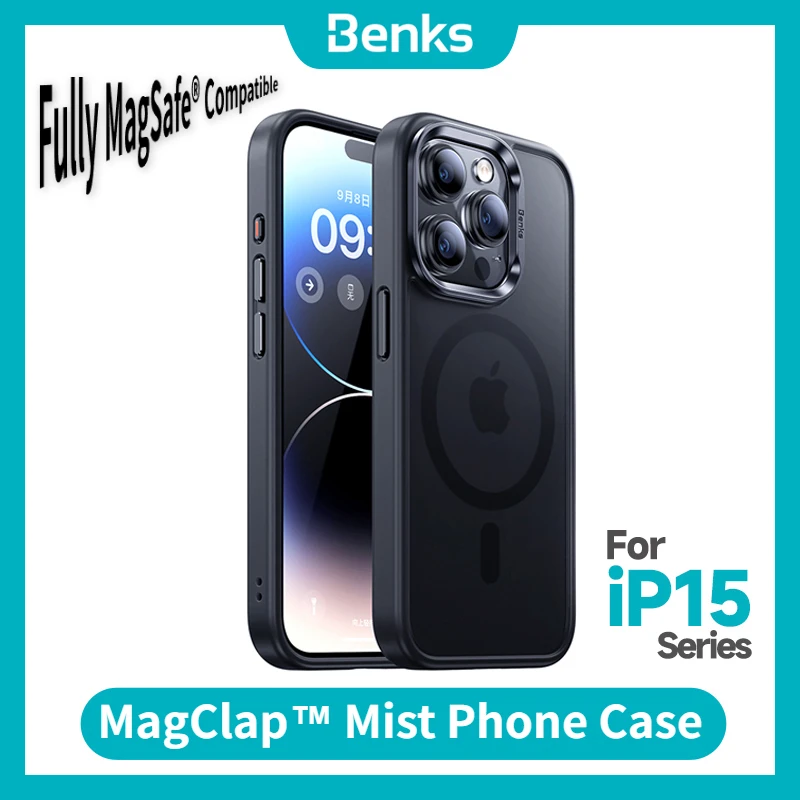 

Benks MagClap™ Mist Phone Protective Case for iPhone 15 Pro Max Matte Anti-drop Anti-Fingerprint Phone Case MagSafe® Compatible