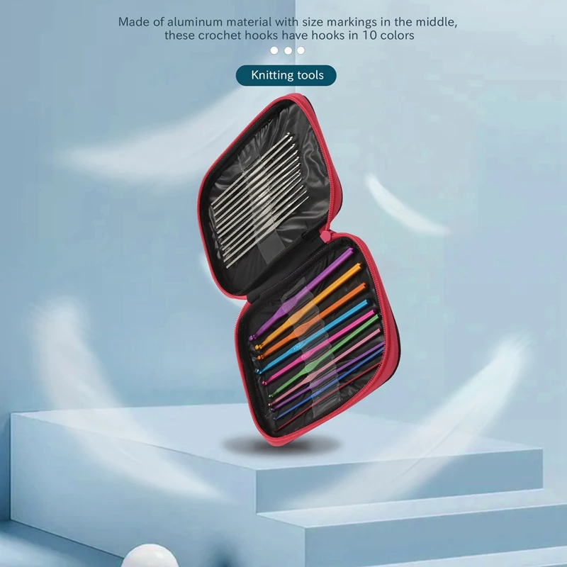 100Pcs Crochet Hooks Set Knitting Tool Accessories With Leather Case