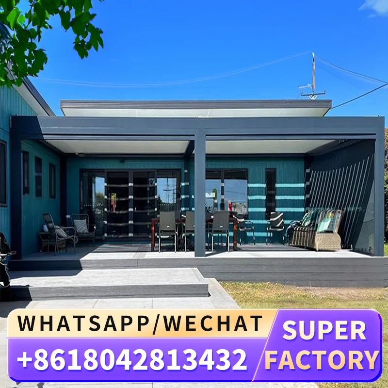 Electric Outdoor Louver Pergola Retractable Pergola Roof Awning Exterior Aluminum Pergola Outdoor Pavilion