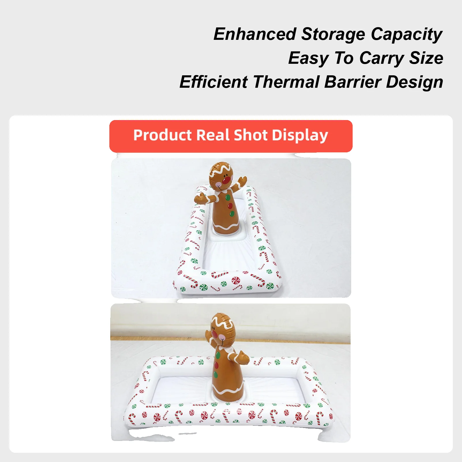 Inflatable Ice Tray For Food Ice Buffet Salad Serving Trays Holder Gingerbread Man Shape Cooling Container For Outdoor Indoor