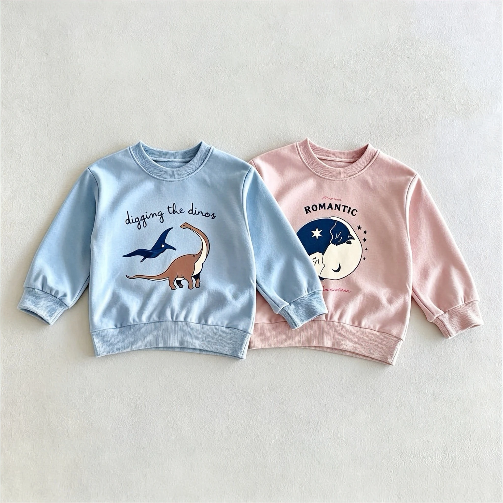 Spring Autumn Children's Clothes Long Sleeve Tops Crewneck Hoodies Printed Cartoon Fashion Kids Sweatshirts Casual Thin Sweater