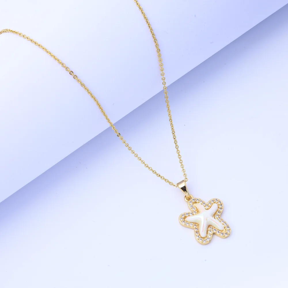 Яркие волосы не выцветают, романтическая морская звезда, ожерелье с пятиконечной звездой, девочка, свежий цвет, золото, титановая сталь, милая ключица