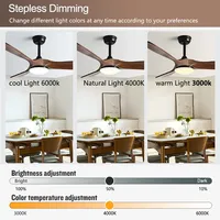 36/42/52Inch 3 ABS Blade DC 35W Pure Copper Motor Ceiling Fan with APP Control and LED Light Ceiling Fans for Bedroom Restaurant