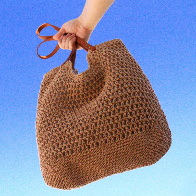 Straw Woven Bag Artistic Retro Handmade Knitted Bag For Women Casual Cotton Large Capacity Tote Beach Vacation Shoulder Purse