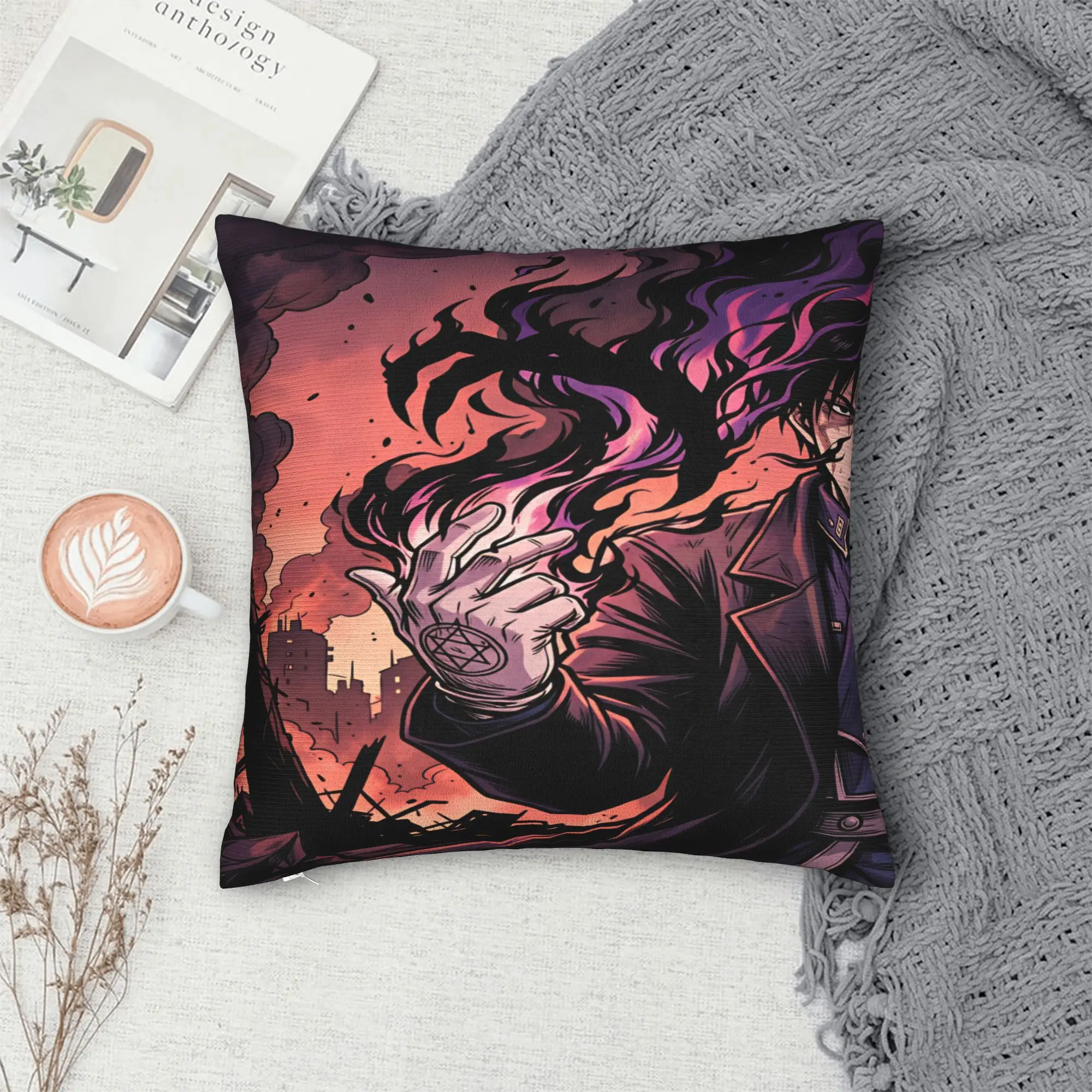 Pillow Case Roy Mustang Custom Fullmetal Alchemists Pillow Cover For Living Room Chair Vintage Pillowcases