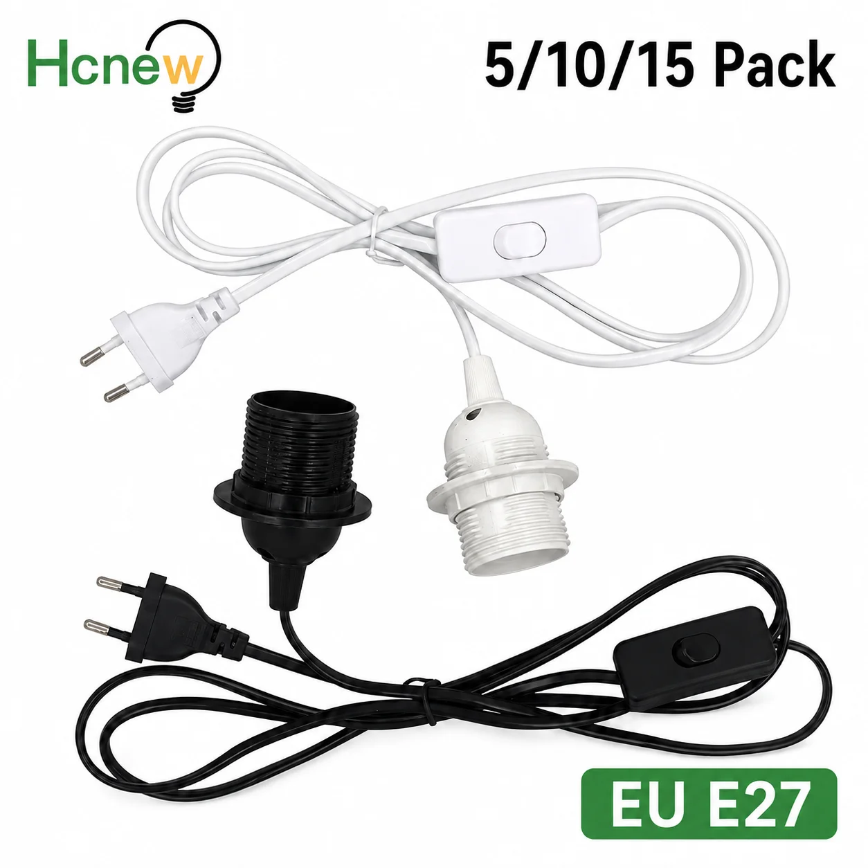 5/10/15pcs Lamp Base Holder Power Cord Cable 1.8m E27 EU Hanging Pendant LED Light Fixture Lamp Bulbs Socket Cord With Switch