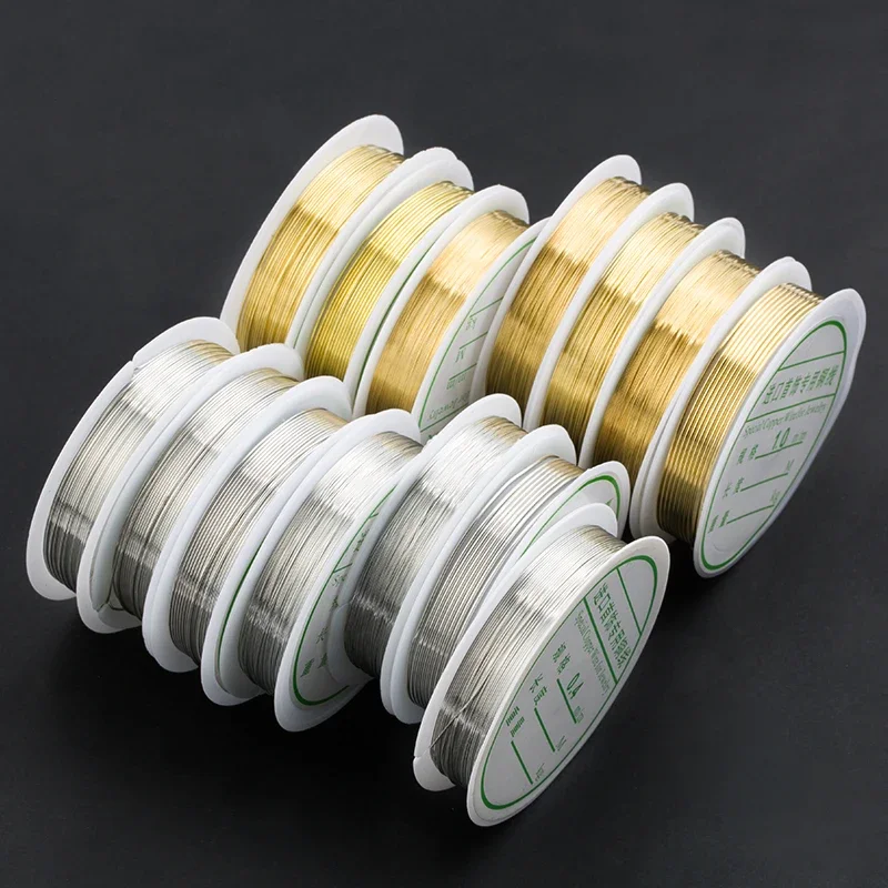 0.2mm-1mm Golden Silver Plated Copper Wire String Thread Metal Beading Wire for Necklace Bracelet Accessories Jewelry Making DIY