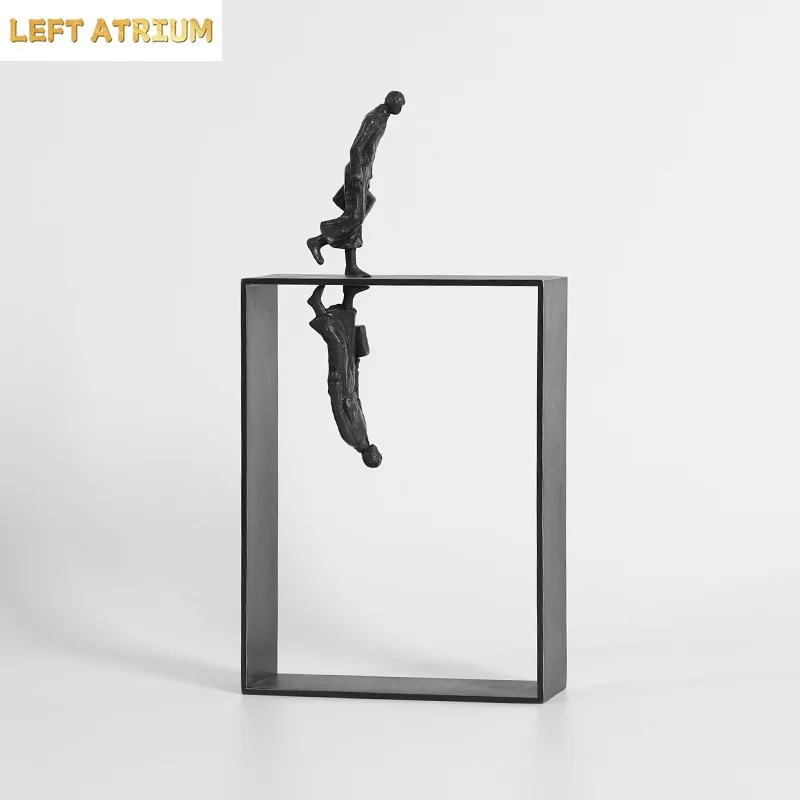 Minimalist Metal Character Ornaments Abstract Reflection Statue Figurines Desktop Home Decoration Crafts Sculpture Miniatures