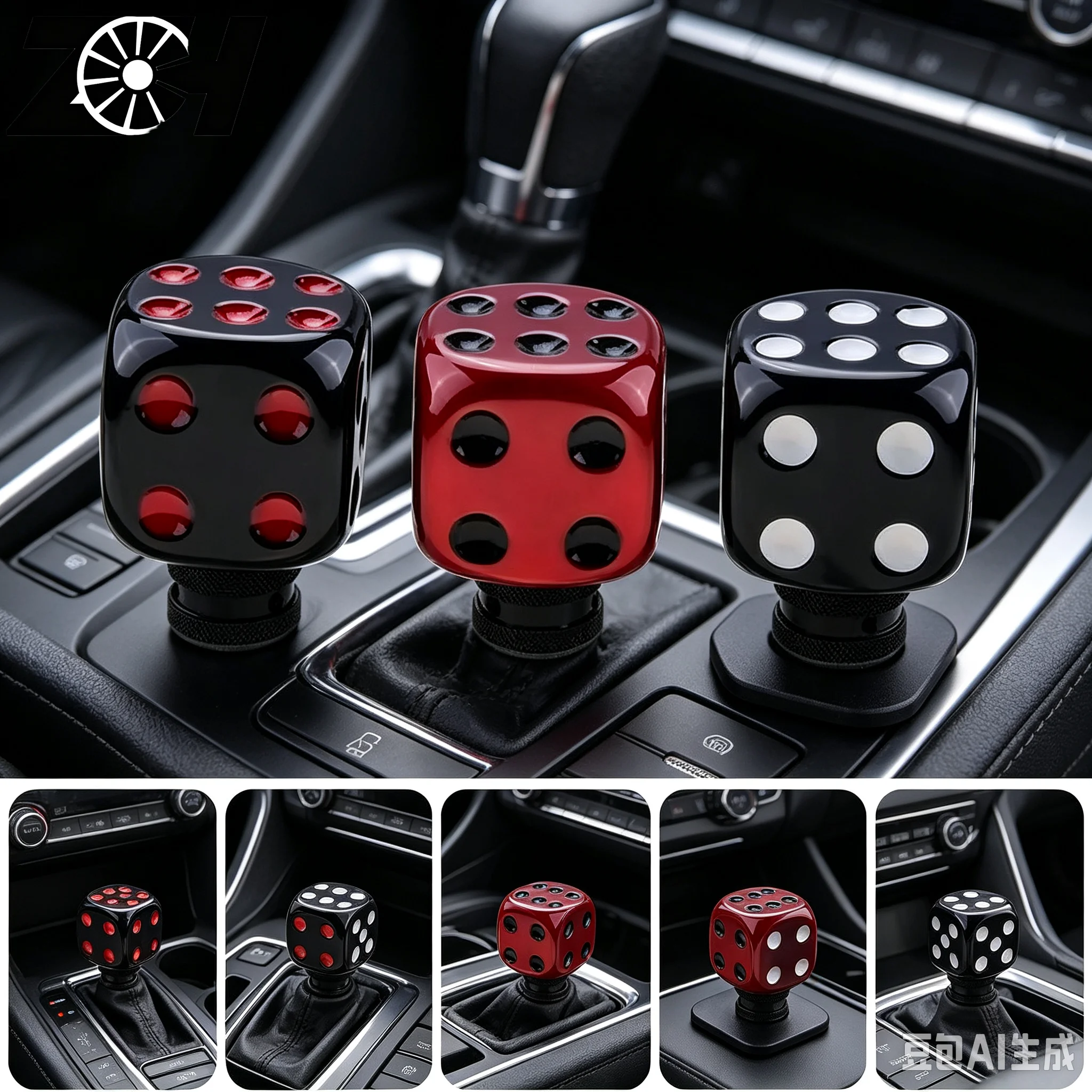 Universal Manual Dice Shape Car Resin Modified Gear Shift Knob Stick Lever Shifter