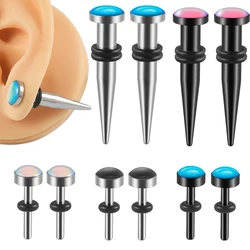 1PC Stainless Steel Flash Film Glitter Gem Ear Taper Ear Plugs Polarized Ear Expander Gauge Piercing Body Jewelry