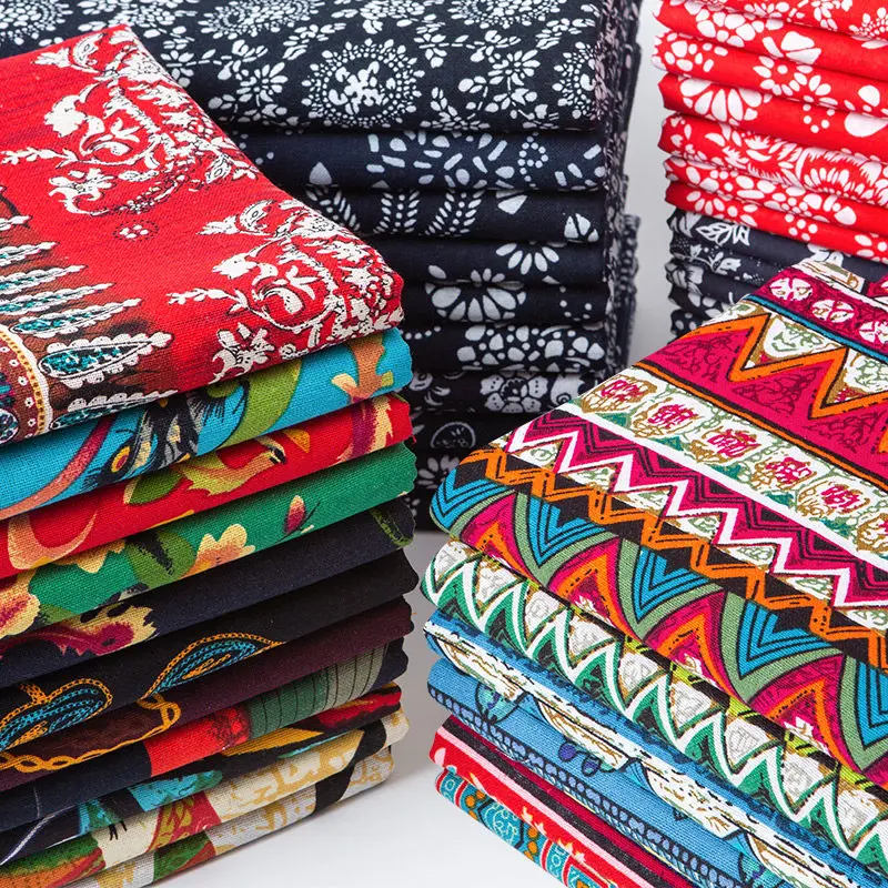 

Bohemian Retro Ethnic Style Pure Cotton Printed Fabric for Curtain Tablecloth Cushion Pillow DIY Sewing Material Fabrics Cloth