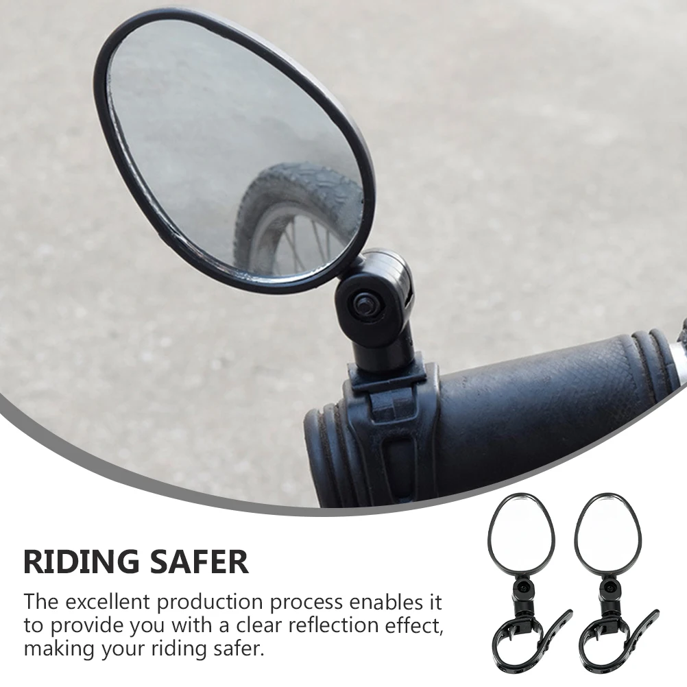 

2Pcs Bike Rearview Mirror Set Plastic Glass Clear Reflection Stable Easy Install Mountain Cycling Mirror Useful Mirrors