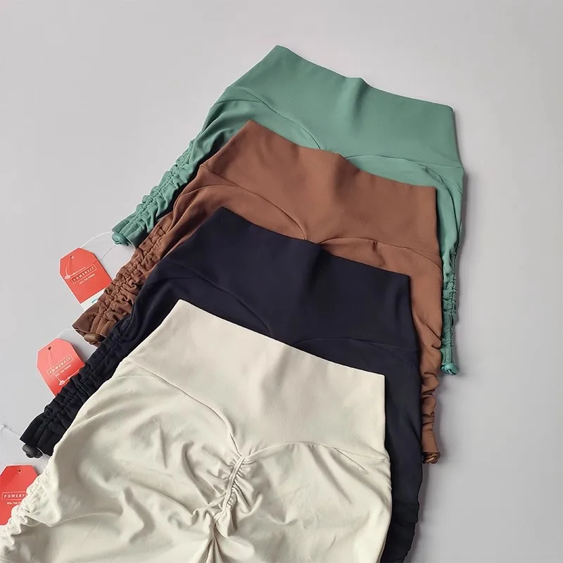Women\'s High Waist Sports Yoga Shorts Quick Dry Hip Lift Running Shorts Cycling Drawstring Fitness Gym Bottoms Shorts
