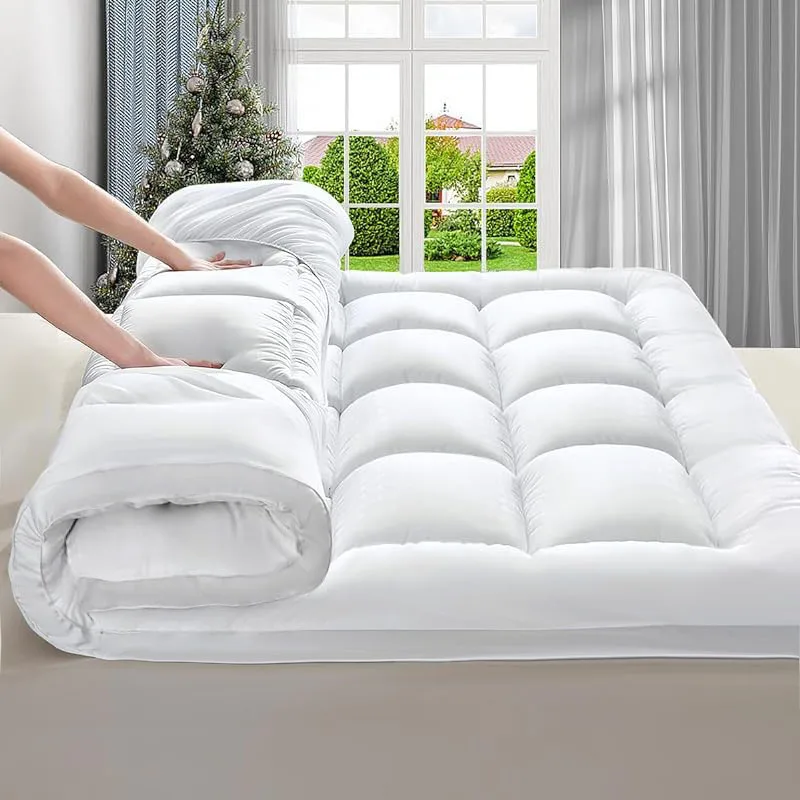 Thick Mattress Topper, Extra Thick Mattress Pad Cover for Back Pain, Cooling Futon Mattress Overfilled Down Alternative Filling