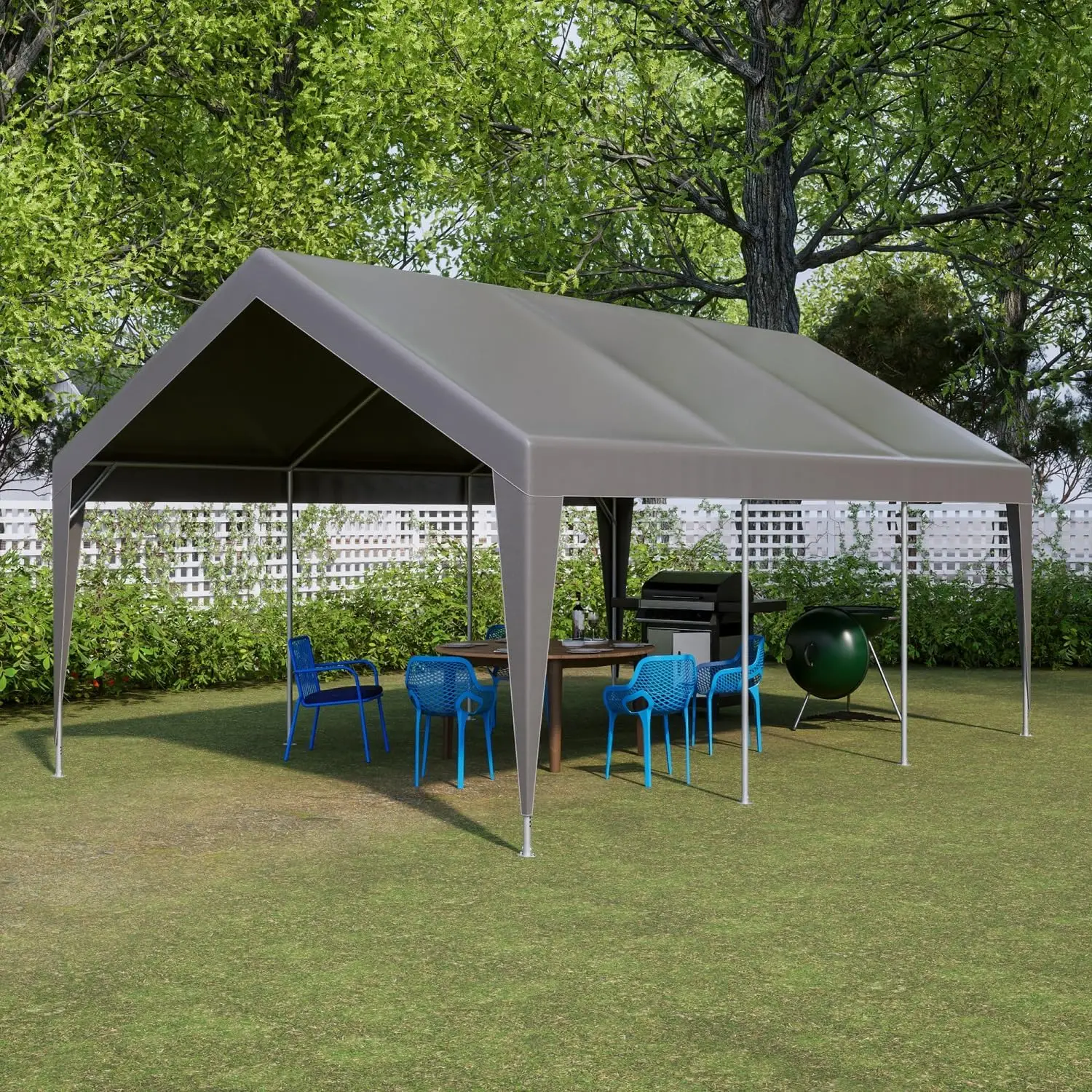 Carport, 13x20 ft Heavy Duty Carport Canopy with Removable Sidewalls and Doors, Portable Garage with Roll-up Ventilated Windows