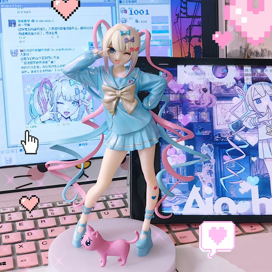 Neue Needy Girl Overdose Anime-Figur mit Katze, Actionfiguren, virtueller Uploader, PVC-Sammlungsmodell, Ornamente, Spielzeug, Geburtstagsgeschenke