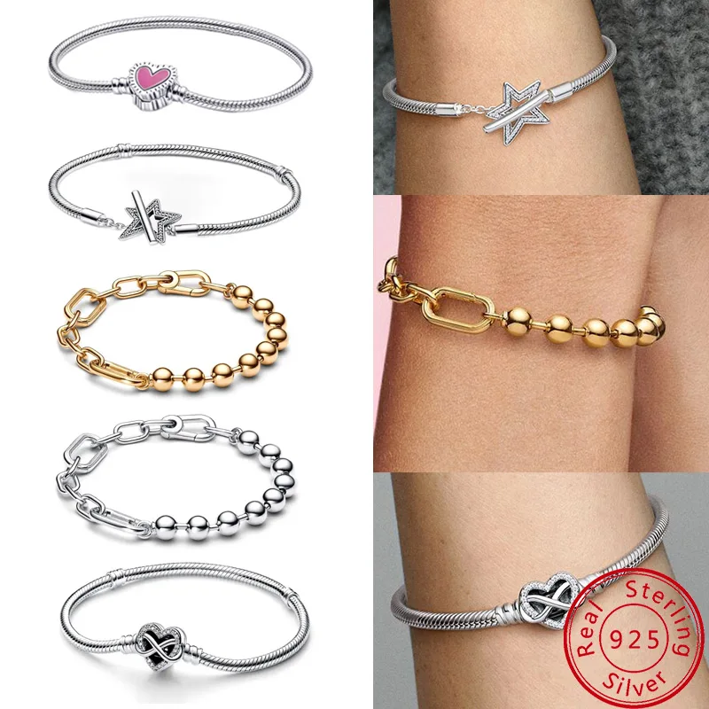 S925 silver Panjia high quality classic beaded love star bracelet, suitable for wearing at parties