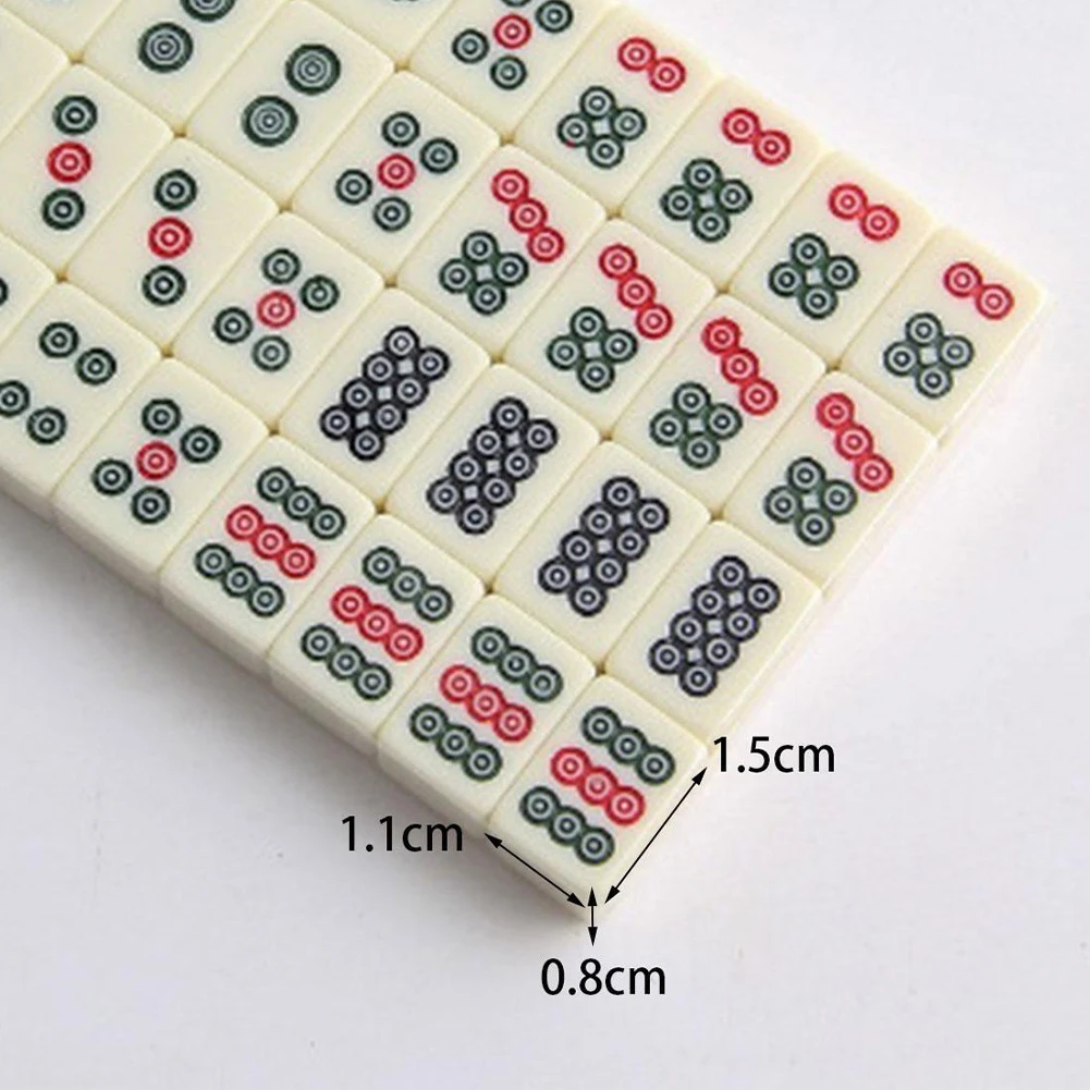 15mm Chinese Traditional Mahjong Games Mini Travel Mahjong Set Mahjong Tiles Set for Party Home for Travel Family Leisure Time