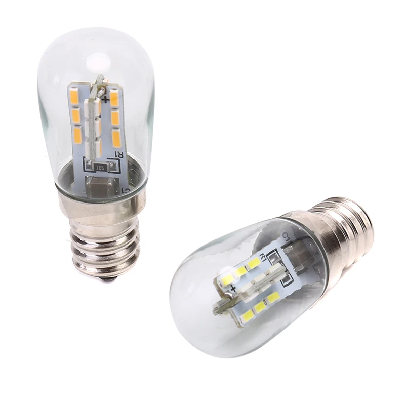 Bombilla LED E12 220V E12, lámpara de sombra de vidrio de alto brillo, iluminación blanca pura y cálida para máquina de coser, refrigerador