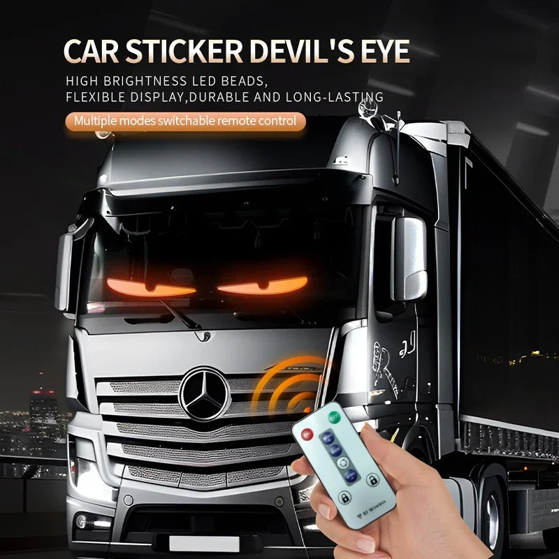 Truck Devil Eye LED Matrix Pixel Panel Remote Control Soft Foldable Lighting Animation Display Light Windshield Decor Sign Board