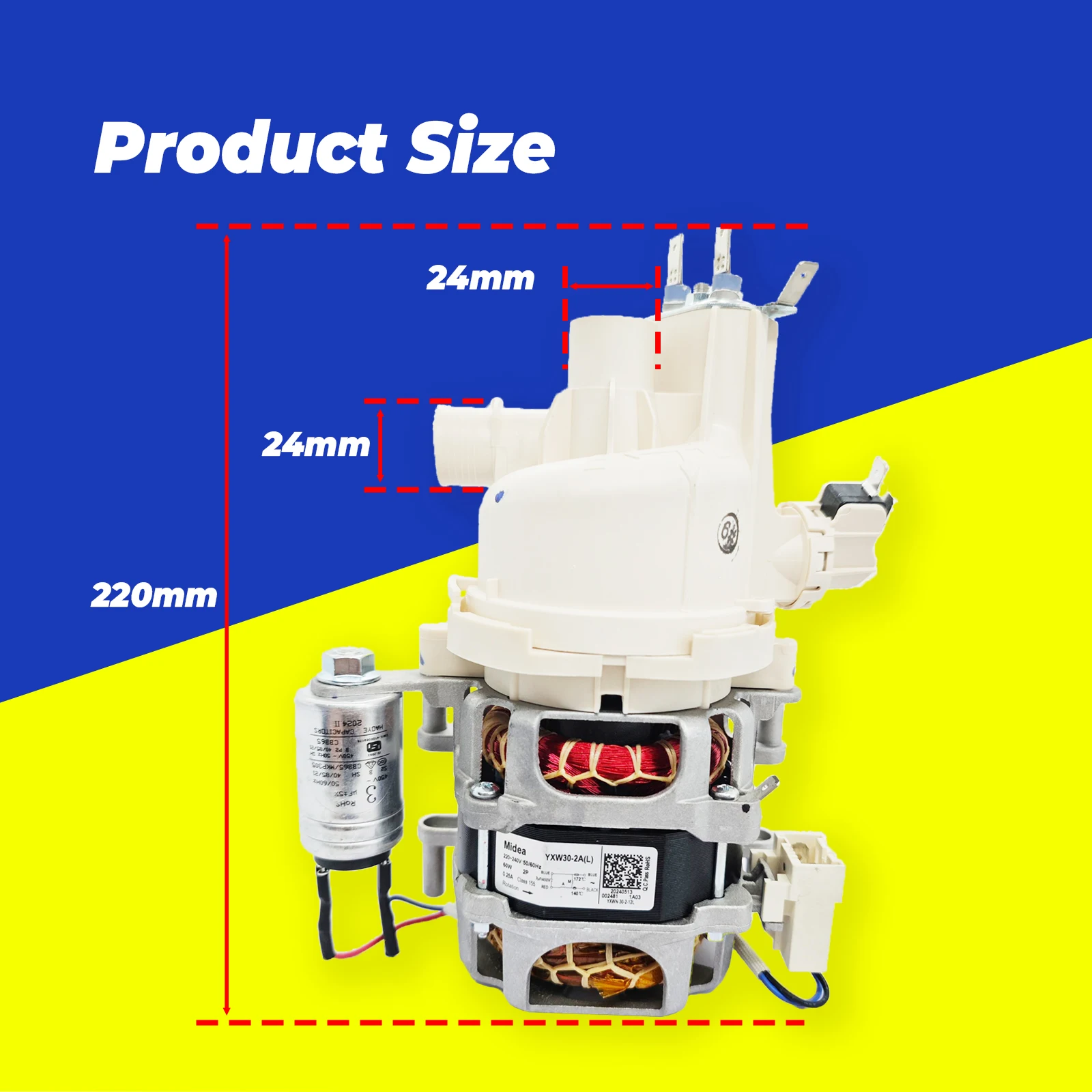 حقيقي جديد ميديا YXW30-2A(L) الألومنيوم لفائف 220-240 فولت 50/60 هرتز 60 واط 0.25A مضخة توزيع غسالة الصحون لميديا هانسا كايزر