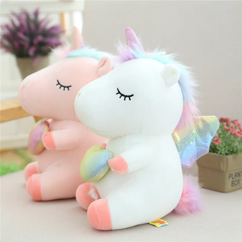 Fantastic 25cm Unicorn Plush Toy Rainbow With Wings Stuffed Soft Unicornio Doll Toys for girl Children Birthday Xmas Gift Pillow