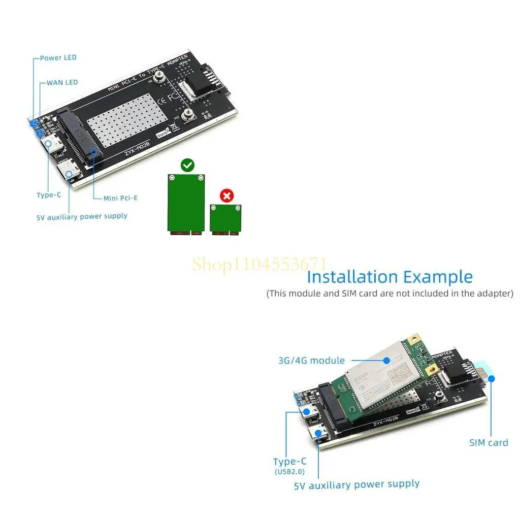 

Бестселлер Mini PCI-E к USB 2.0 адаптеру со слотом для SIM-карты для модуля WWAN/LTE/4G Plug