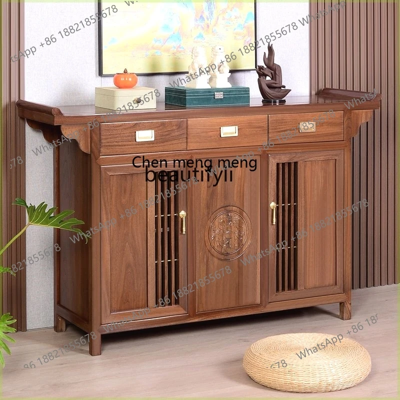 Chinese solid wood porch cabinet against the wall long table simple porch table supply table locker zen