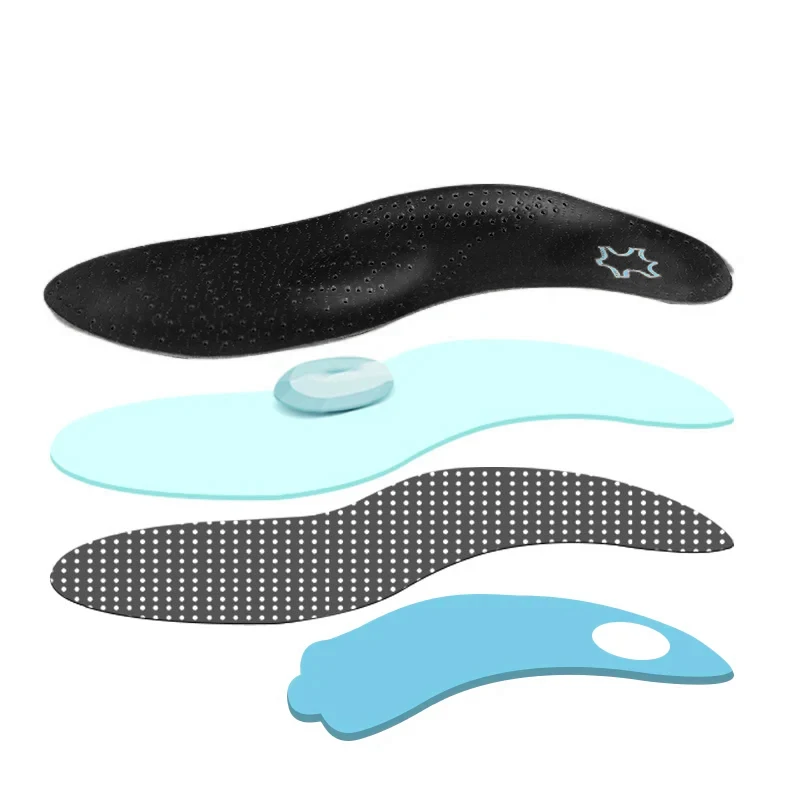 Plantilla ortopédica de cuero, soporte ortopédico para arco, empeine, pie plano, almohadilla para zapatos, látex PU, antibacteriano, carbón activo, cuidado de los pies, Unisex
