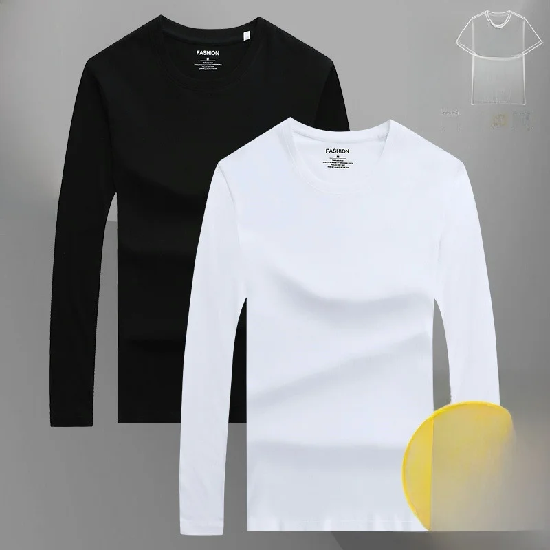 

Simple Modal Long Sve round Ne Men's T-irt Base Layer irt White Spring Autumn Top Youth Faion Brand Basic Sle