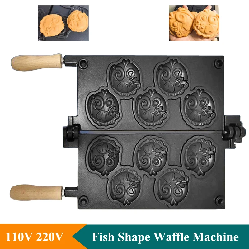 5Pcs Taiyaki Red Beans Filling Waffle Maker Machine Non-Stick Fish Shape Cake Waffle Machine Big Eyes Fish Bread Waffle Machine