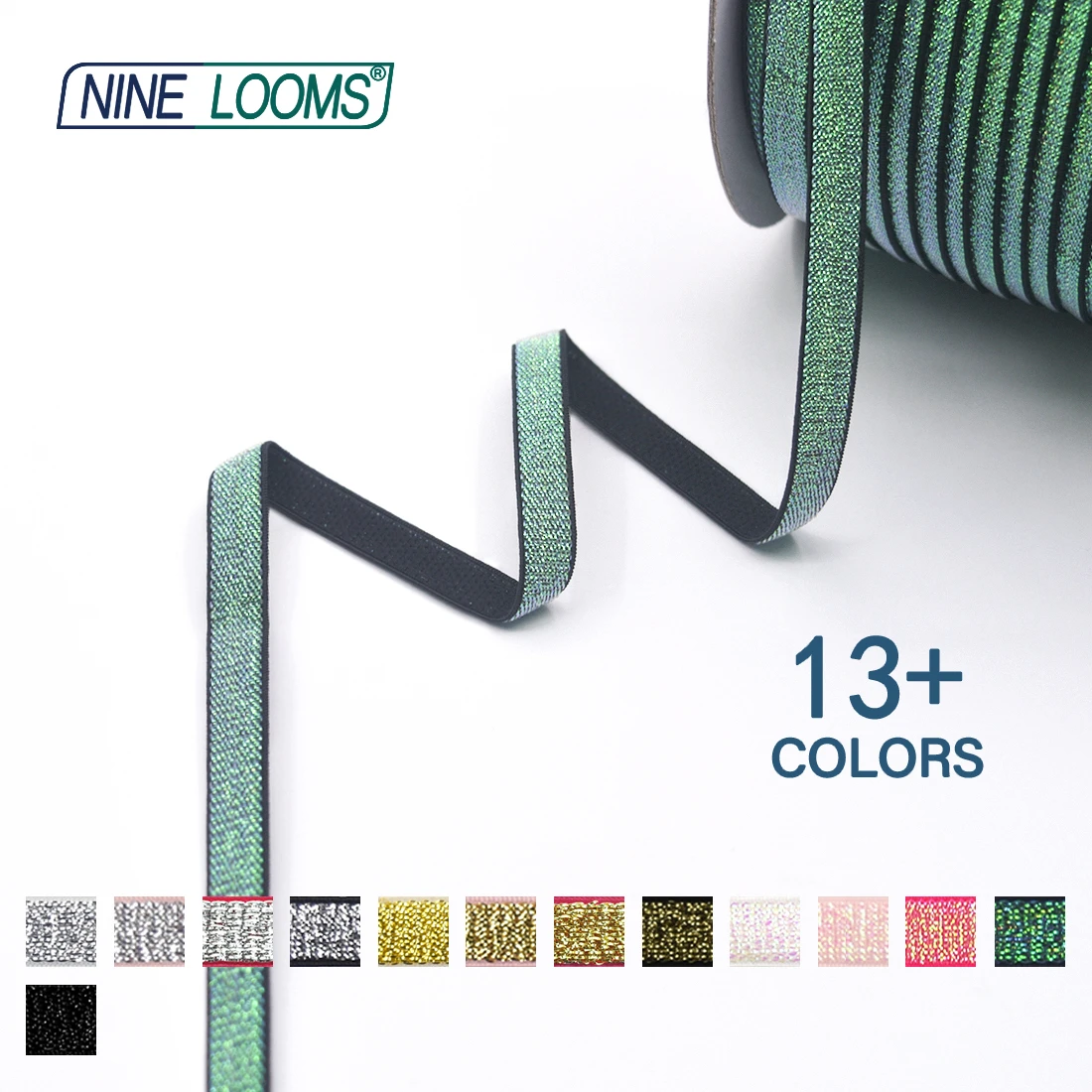 NINE LOOMS Metallic Glitter Bra Strap Elastics 3/8