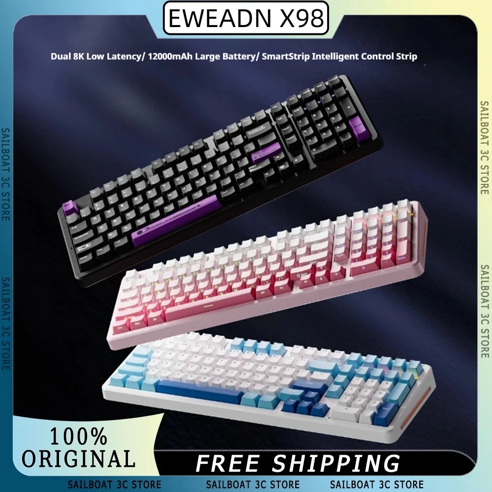 

EWEADN X98 Специальная механическая клавиатура Bluetooth Беспроводные эргономичные игровые клавиатуры с двойными колпачками 8K RGB PBT для Mac Windows