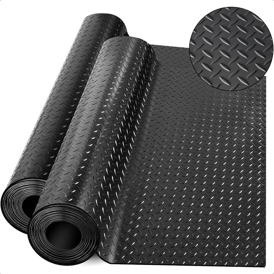 แผ่นยางปูพื้นลาย DiamondPlate ขนาด 21 ฟุต * 16 นิ้ว สำหรับปูพื้นโรงรถ ขนาด 4 * 7 ฟุต ปูพื้นโรงรถ รถบ้าน ด้วยวัสดุ PVC