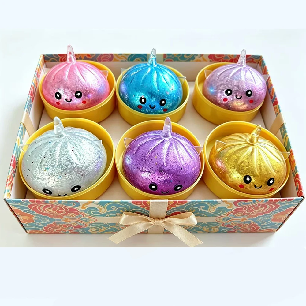 Cute Kawaii Unicorn Steamed Bun Squishy Blind Box Slow Rebound Squeeze Fidget Sensory Anxiety Vent Aesthetic Desk Decor Gift