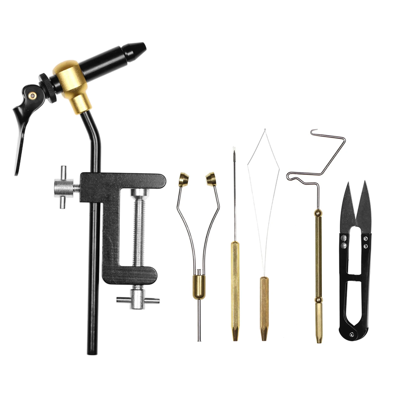 Fly Tying Tools Combo Kit Fly Tying Vise Bobbin Holder Threader Needle Whip Finisher Scissors