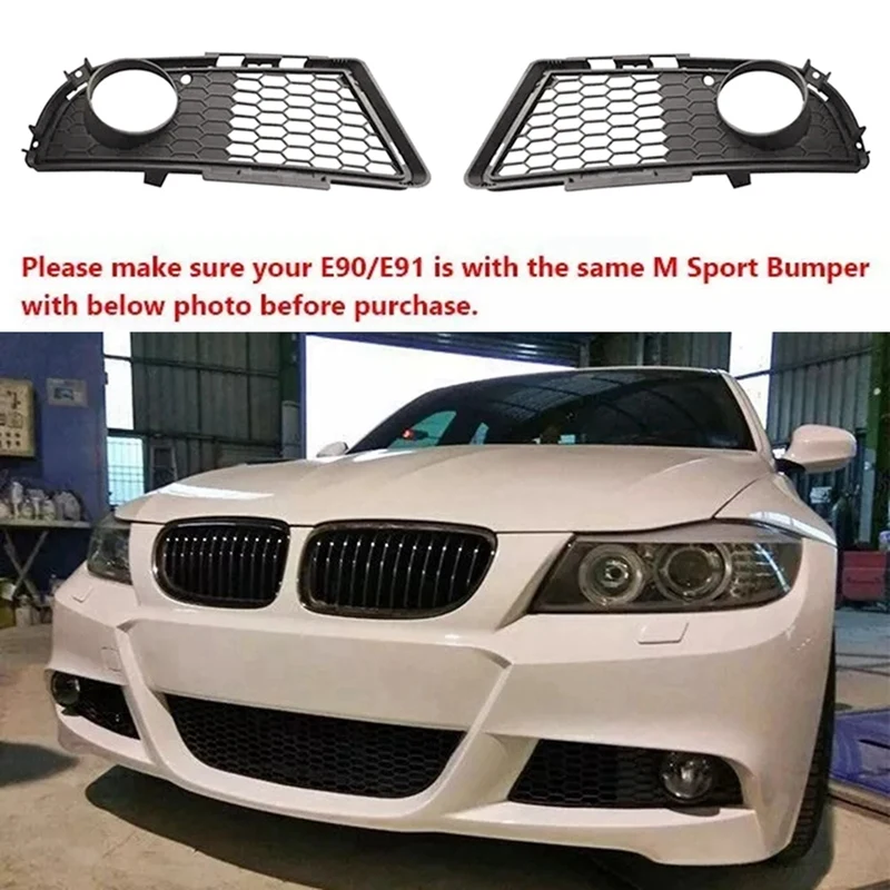 For BMW 3-Series E90 E91 LCI 2009-2011 Car Front Bumper MTECH Fog Light Grilles 51117891395 51117891396