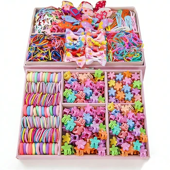 1204pcs/Set Girls Colorful Bow, Pentagram, Butterfly, Small Flower, Cute Star Hair Clips.