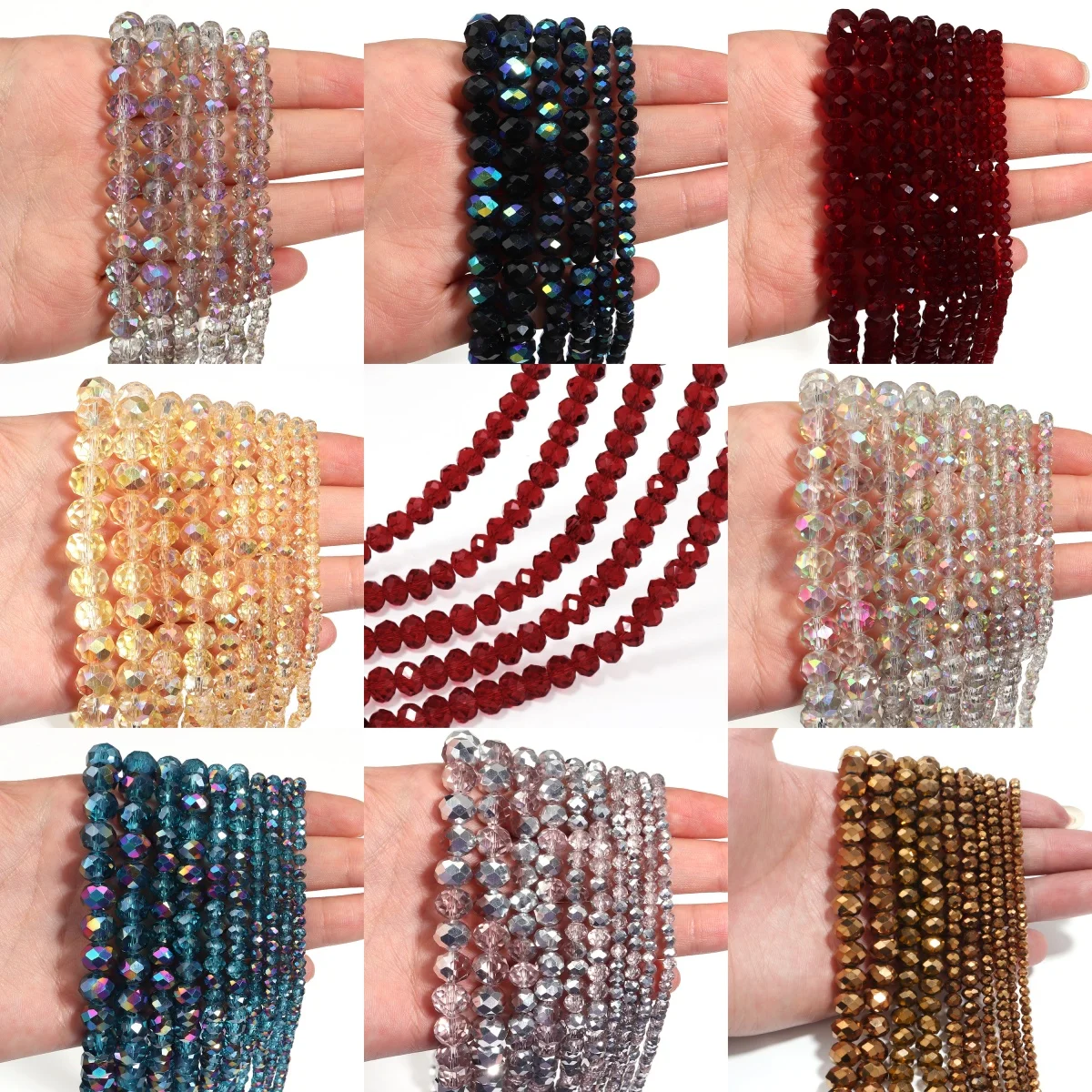 1 Strand Multicolour Faceted Crystal Beads Abacus Glass Beads Loose Beads For Jewelry Making DIY Necklace Bracelet Accessories
