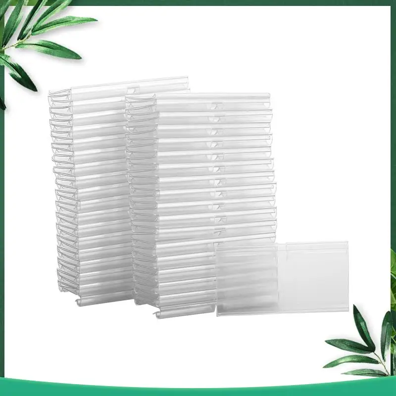 

(NEW) 70PC 8X4.2Cm Clear Plastic Label Holders For Wire Shelf Retail Price Label Basket Labels Clip On Labels For Storage Bins