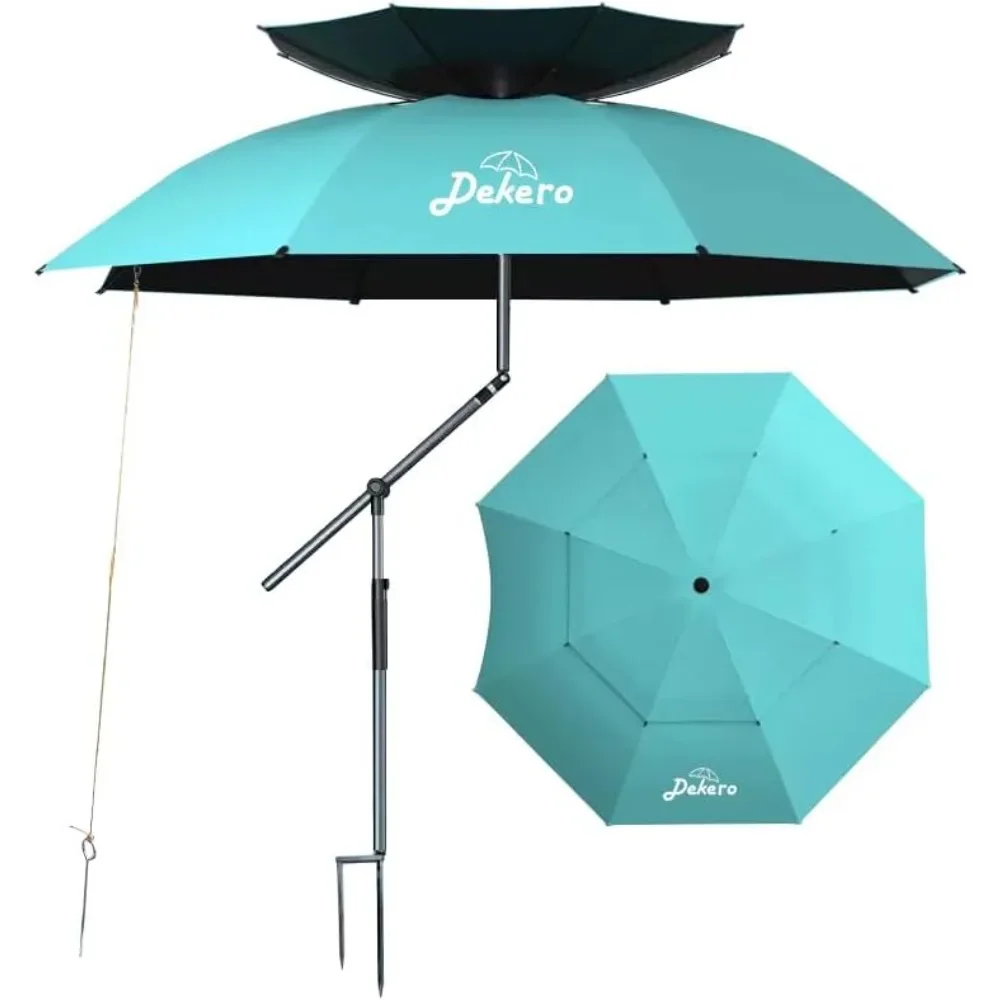 7.9ft Windproof Beach Umbrella - Heavy Duty UV Protection & Portable Design with Sand Anchor