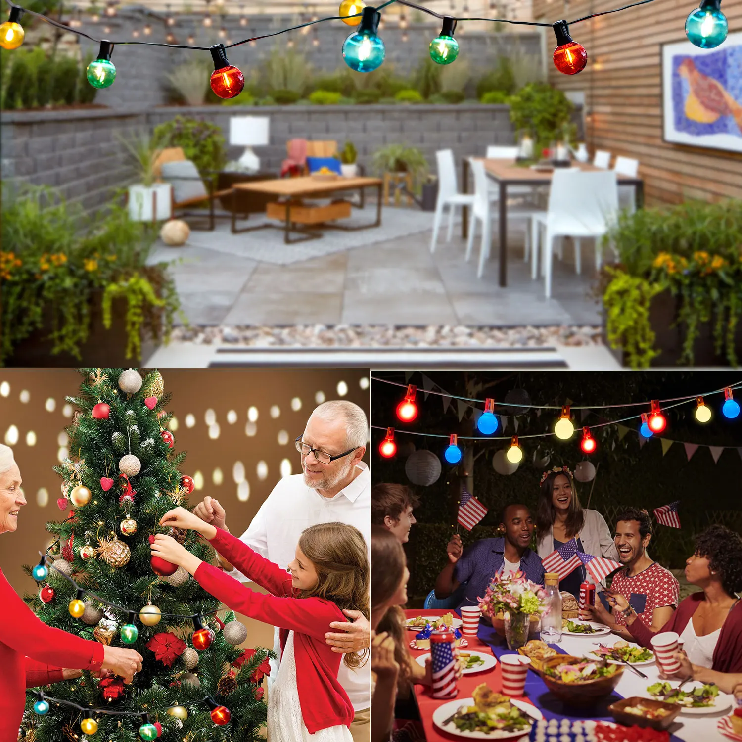 LED String Fairy Lights Solar Power Bulbs 21M Bulbs G40 Outdoor Patio Garden Decoration Waterproof IP44 RGB Ball Party Ornament