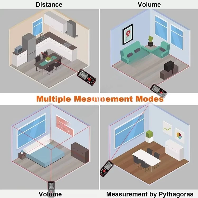 أداة قياس محمولة أداة قياس المسافة بالليزر أداة بناء جهاز تحديد المدى بالليزر 120 متر