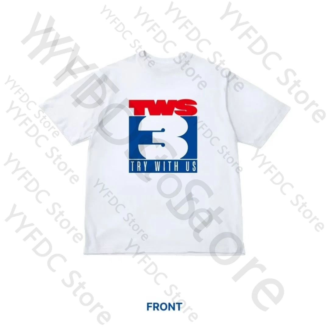 TWS TRY WITH US T Shirt Kpop Fashion TWS Letter Print Fans Clothes Men Women Loose T-shirt Summer Cotton Short Sleeve Tee Tops